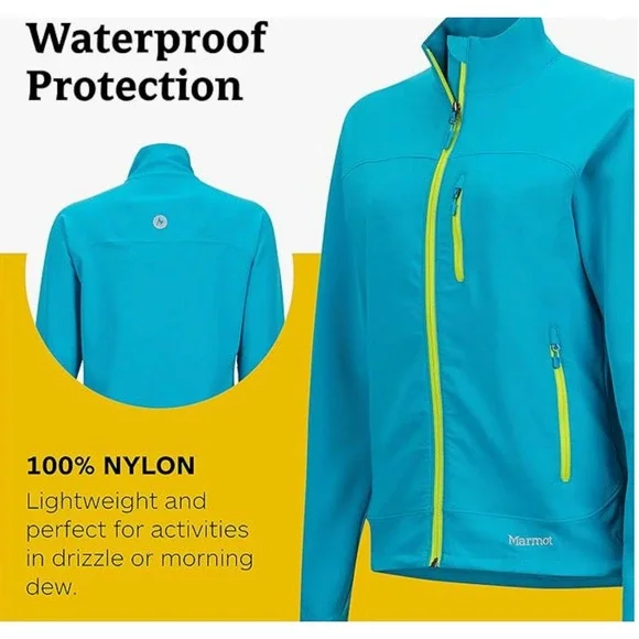 Marmot Womens Tempo Active‎ Jacket Blue Sea Waterproof Adventure Sz Medium EUC - Picture 2 of 16